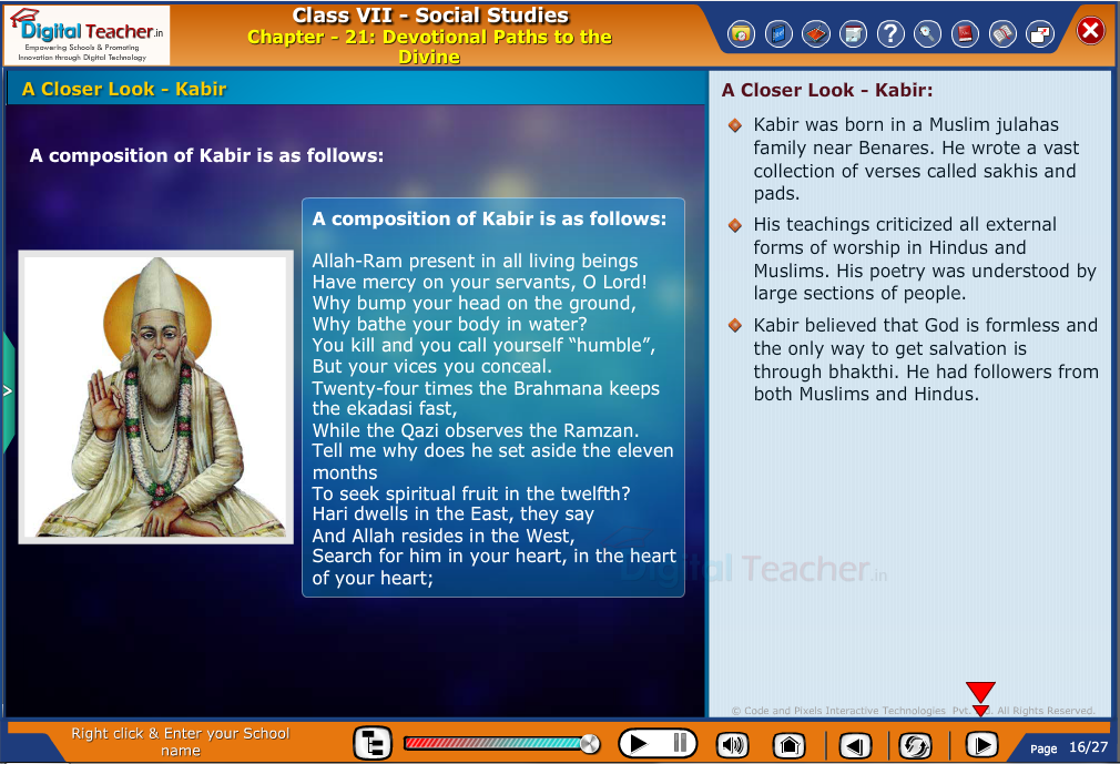 Smart class - social infographic on devotional paths to the divine and also about Kabir