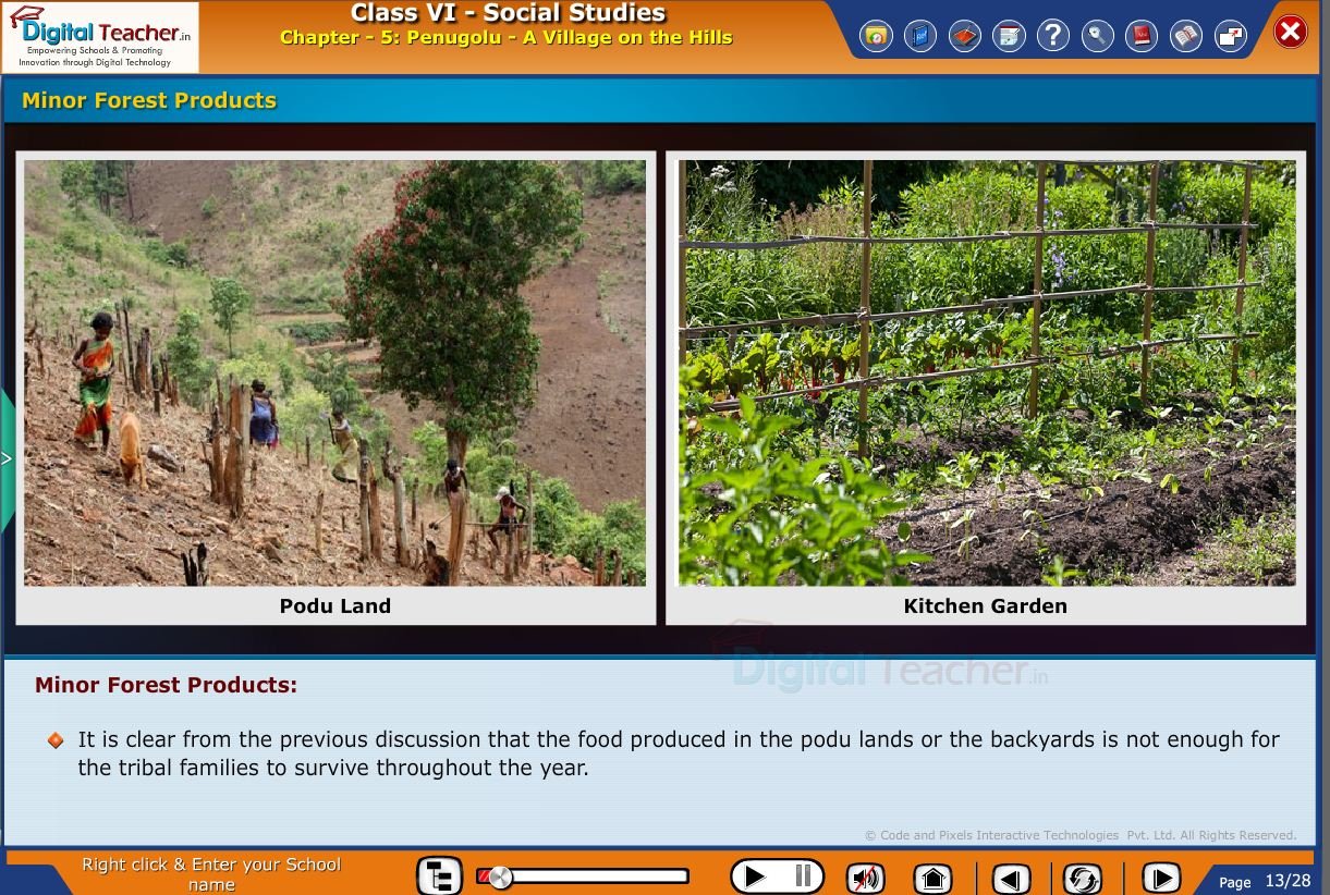 Smart class - social infographic on villages on the hills and different types of forest lands