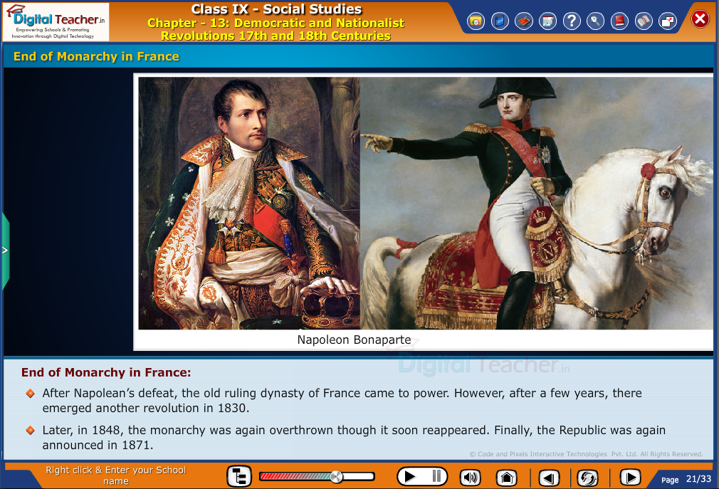 Smart class - social studies explaining end of monarchy in france and announcing republic