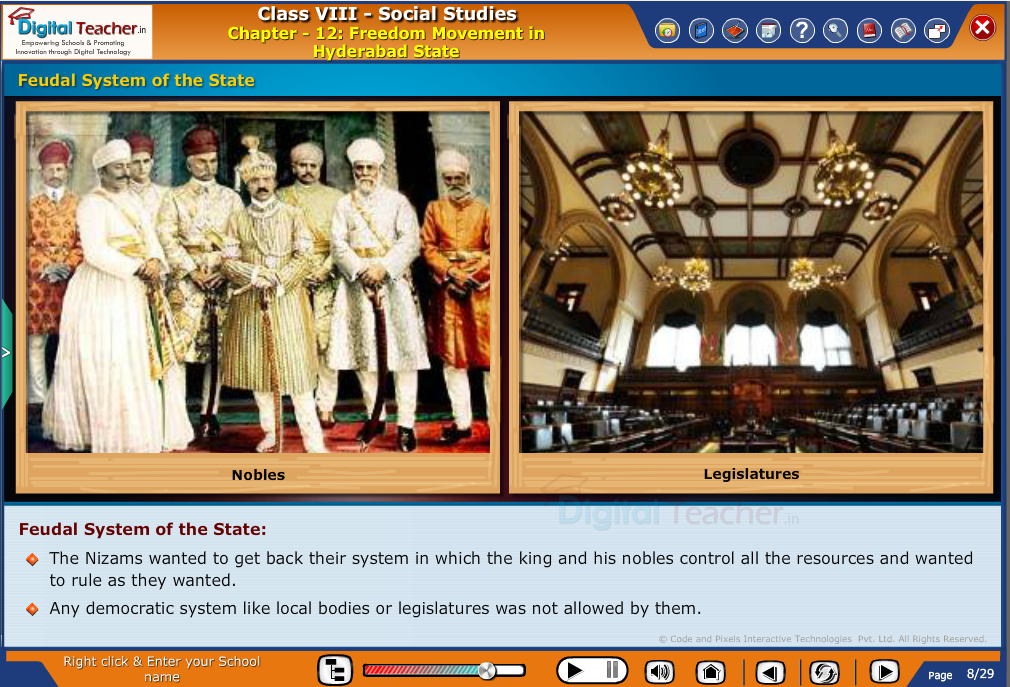 Smart class - social studies on freedom movement in hyderabad state and the feudal system by the nizams