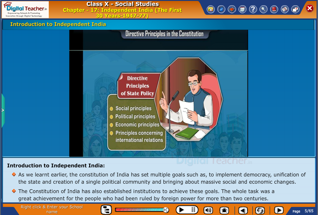 Smart class - social studies about the Independent India for the first 30 years