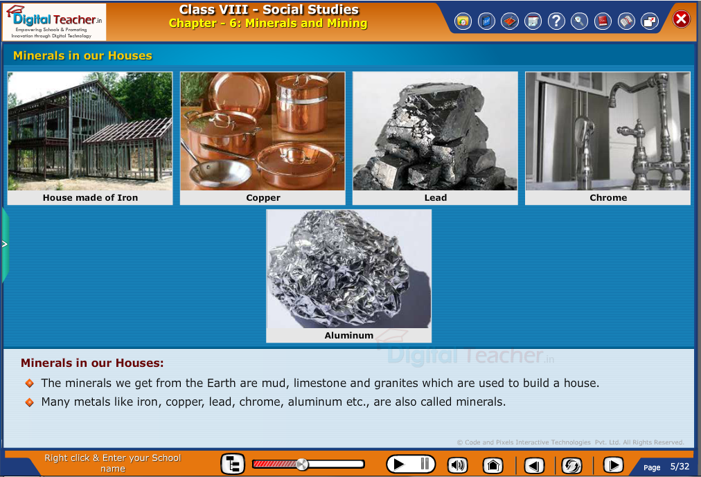 Smart class - social studies on minerals in our houses and their uses