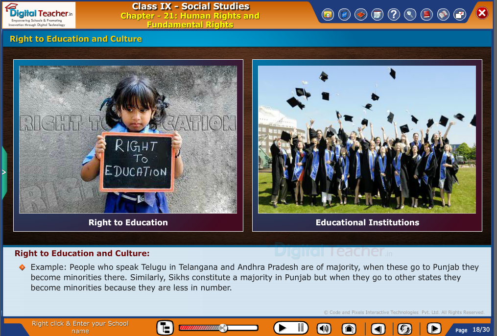 Smart class - social studies on various Human rights and Fundamental rights of an Indian citizen