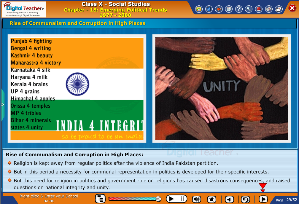 Smart class - social studies on rise of communalism and corruption in high places