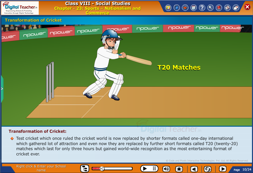 Smart class - social studies on transformation of cricket from time to time